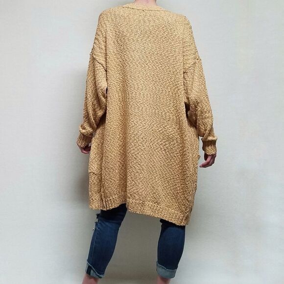 EVELYN Taylor Woman Loose Ribbed Popcorn Knit Open Front Waterfall Cardigan 3X - Picture 3 of 13